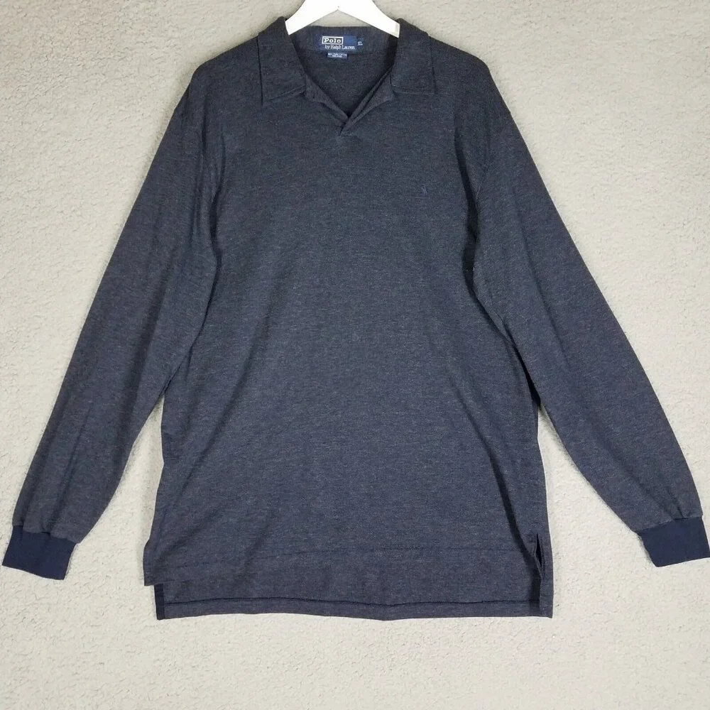 Polo Ralph Lauren Polo Shirt Adult XL Blue Pima Cotton Long Sleeves Pony Men's